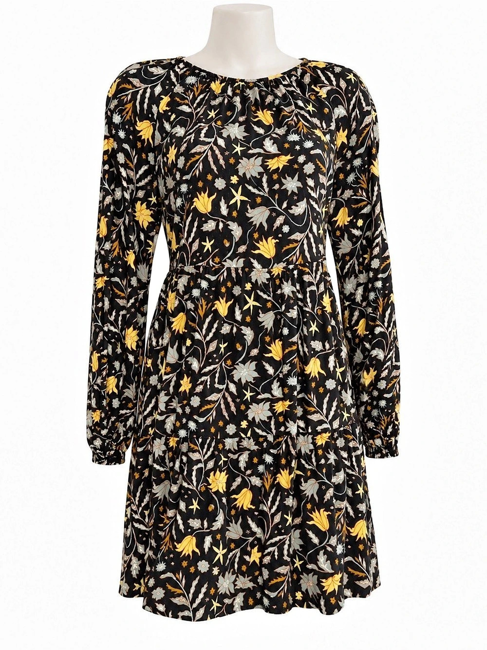 Universal Thread Black Floral Long Sleeve Mini Dress Small